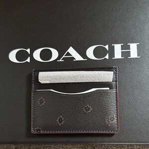 Coach Midnight Navy/Multi  Card Holder with Pattern